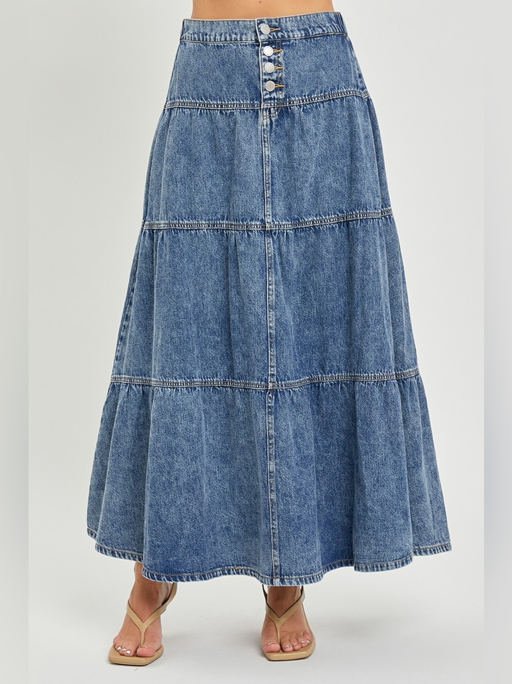 RISEN High Rise Ruffle Long Skirts